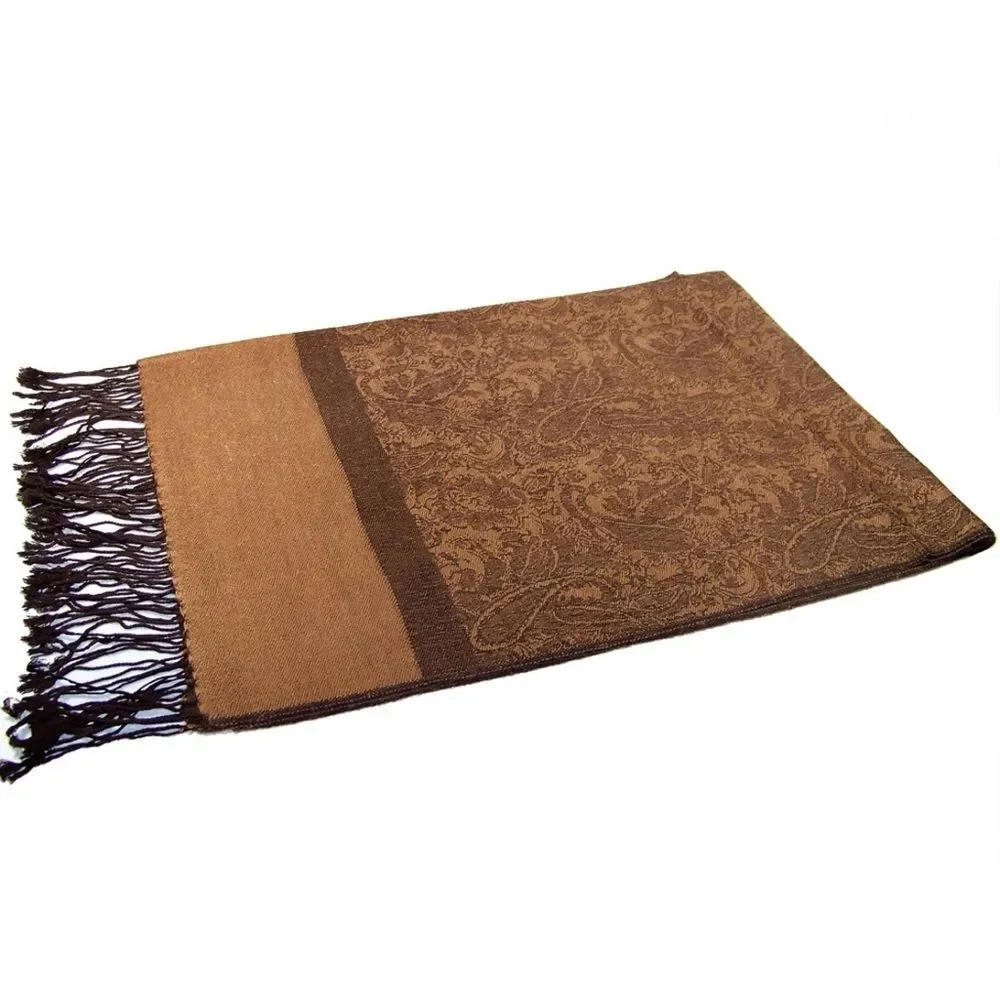 Pashmina Jacquard Paisley Double-Sided Two Tone Shawl Wrap Vintage Scarf